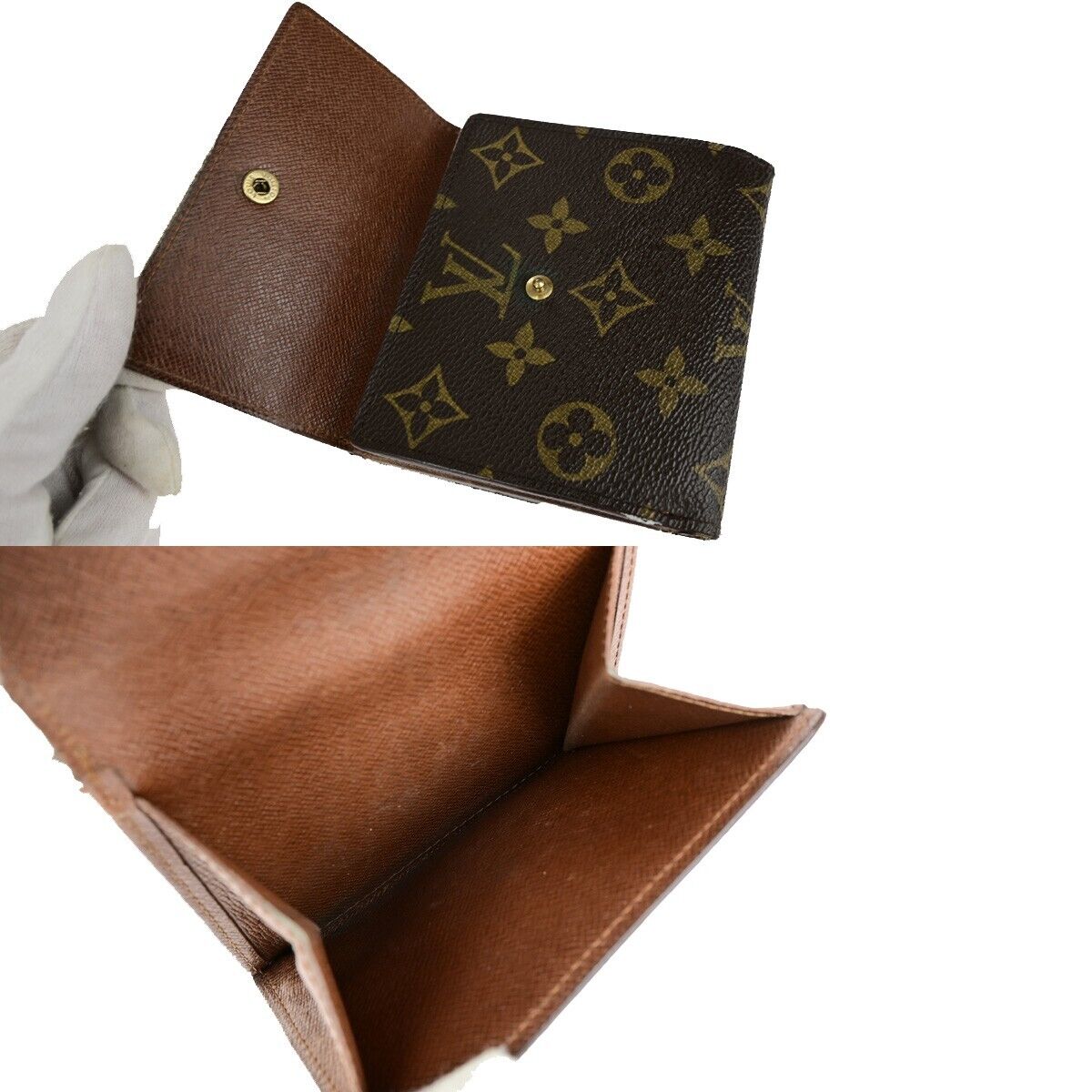 LOUIS VUITTON 3 Set Bifold Trifold Wallet Purse Monogram Leather Brown 60YG801