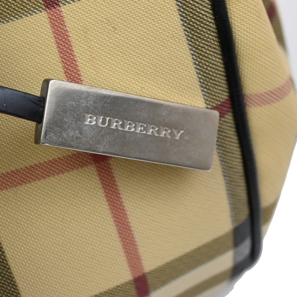 BURBERRY Logo Nova Check Shoulder Bag PVC Leather Beige Black 38DA064