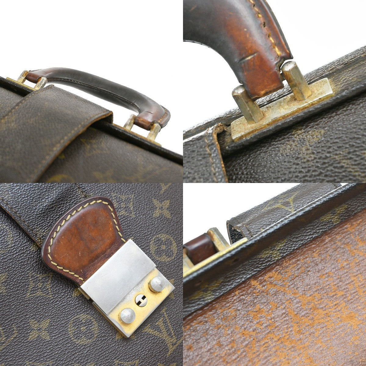 LOUIS VUITTON Serviette Fermoir Business Hand Bag Monogram Brown M53305 02KB490