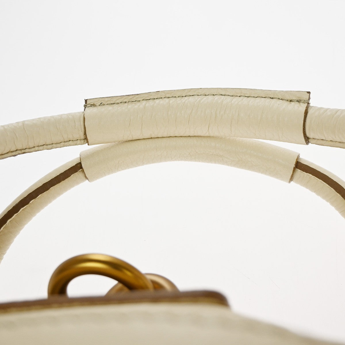 CHLOE Logo Paddington Shoulder Hand Bag Leather Padlock Ivory GHW Italy 25RQ005