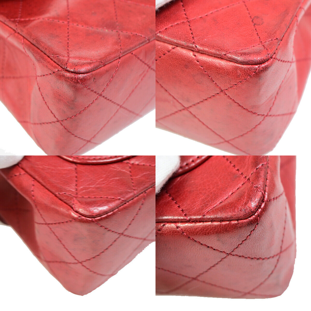 CHANEL CC Mini Matelasse Chain Shoulder Bag Leather Red GHW Vintage 629RJ920