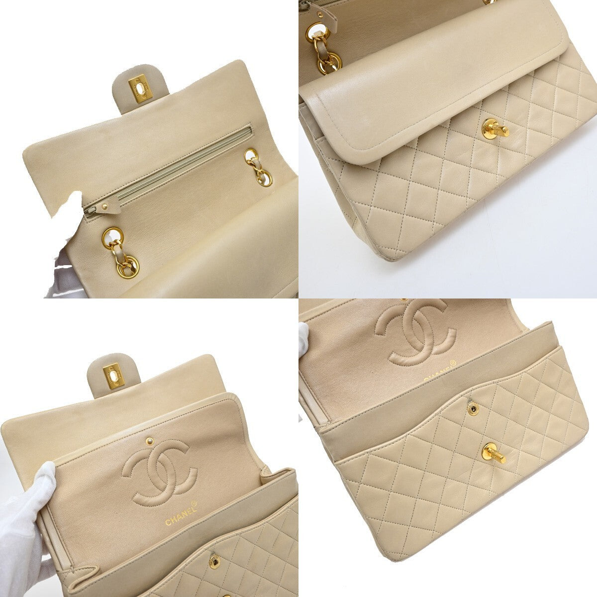 CHANEL Matelasse 25 Double Flap Chain Shoulder Bag Leather BE Vintage 373RF341