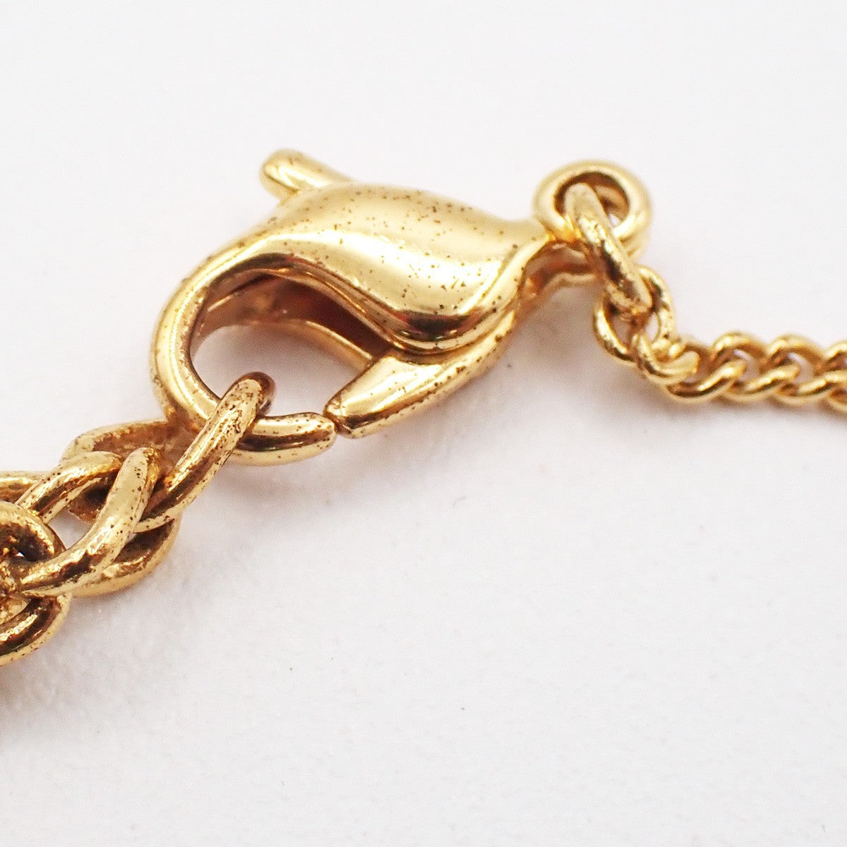 CHRISTIAN DIOR Logo Rhinestone Chain Necklace Pendant Gold Plated 02YJ116