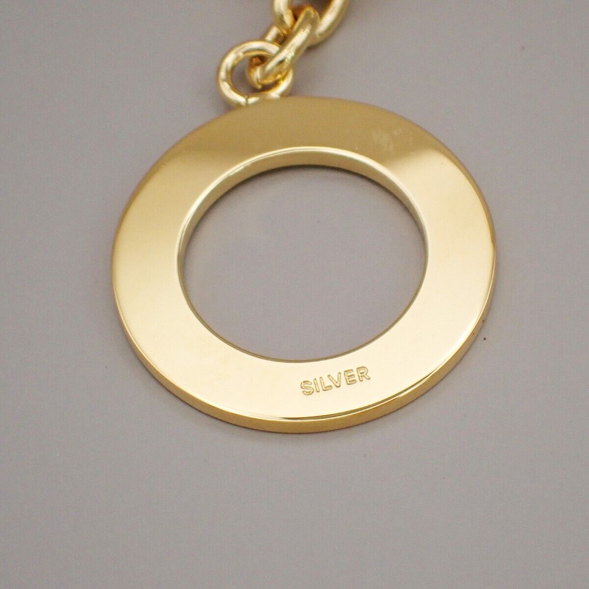 CELINE Logo Circle Ring Key Chain Gold Accessory 07KA376