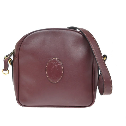 16.Live MUST DE CARTIER 2C Mini Crossbody Shoulder Bag Leather Red GHW 66YJ144