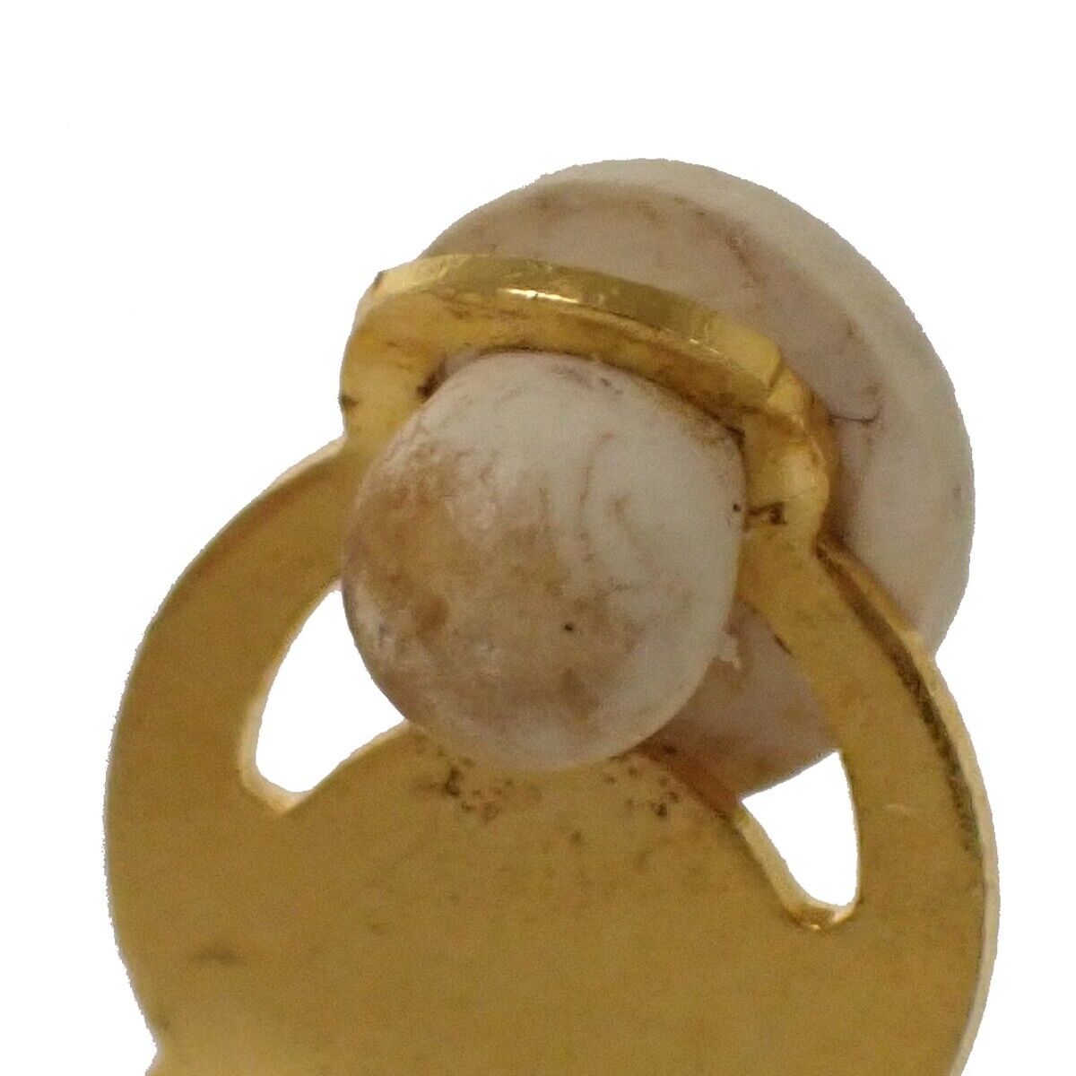 CHANEL CC Round Imitation Pearl Button Earrings 96A Clip-On GHW Vintage 33FA107