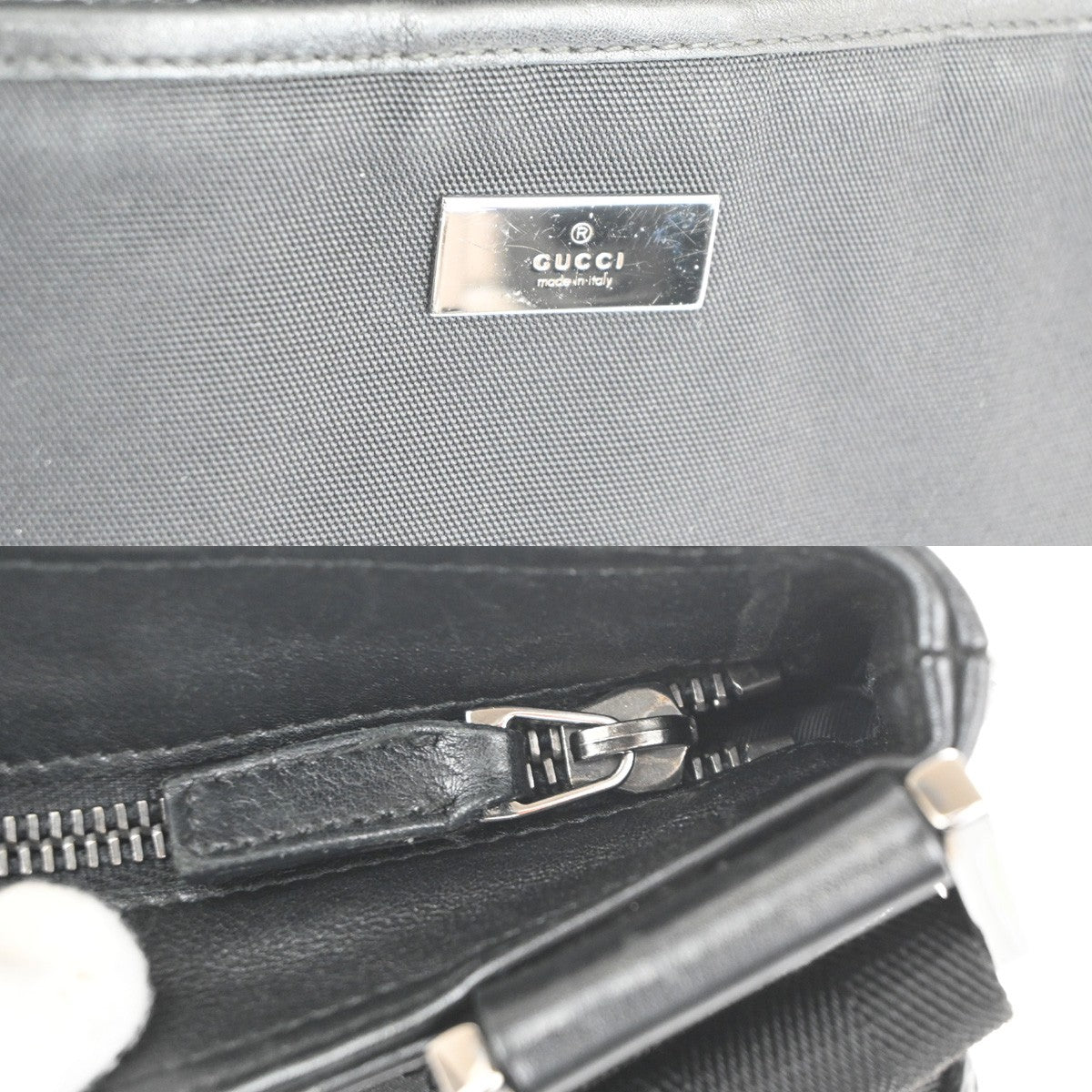 GUCCI Guccissima GG Crossbody Shoulder Bag Leather Canvas Black SHW 33KD071