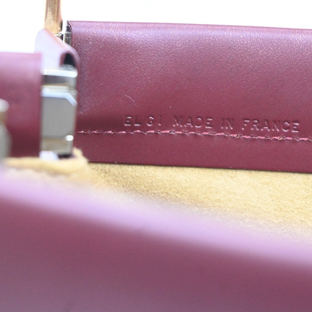 CARTIER Logo Trinity Tricolor Metal Handle Hand Bag Leather Red France 79MA200