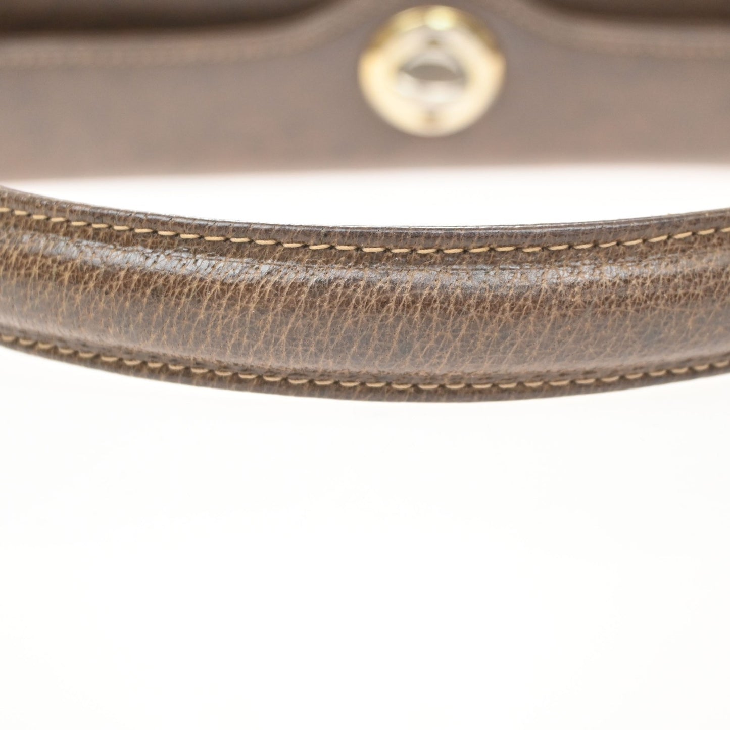 GUCCI Logo Shoulder Hand Bag Turn Lock Leather Brown GHW Italy 35KD066