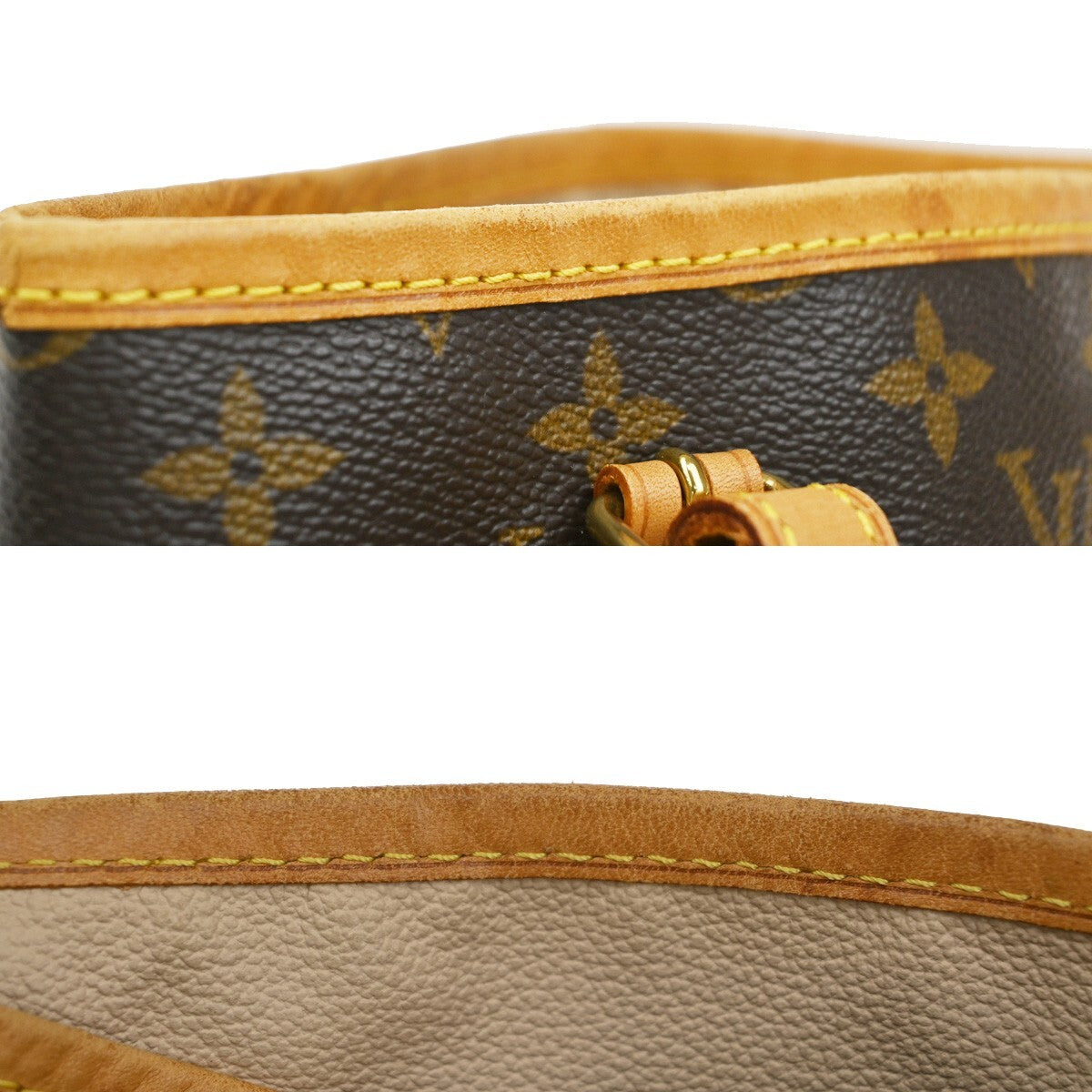 LOUIS VUITTON BUCKET PM Shoulder Tote Bag Monogram Leather Brown M42238 91EE306