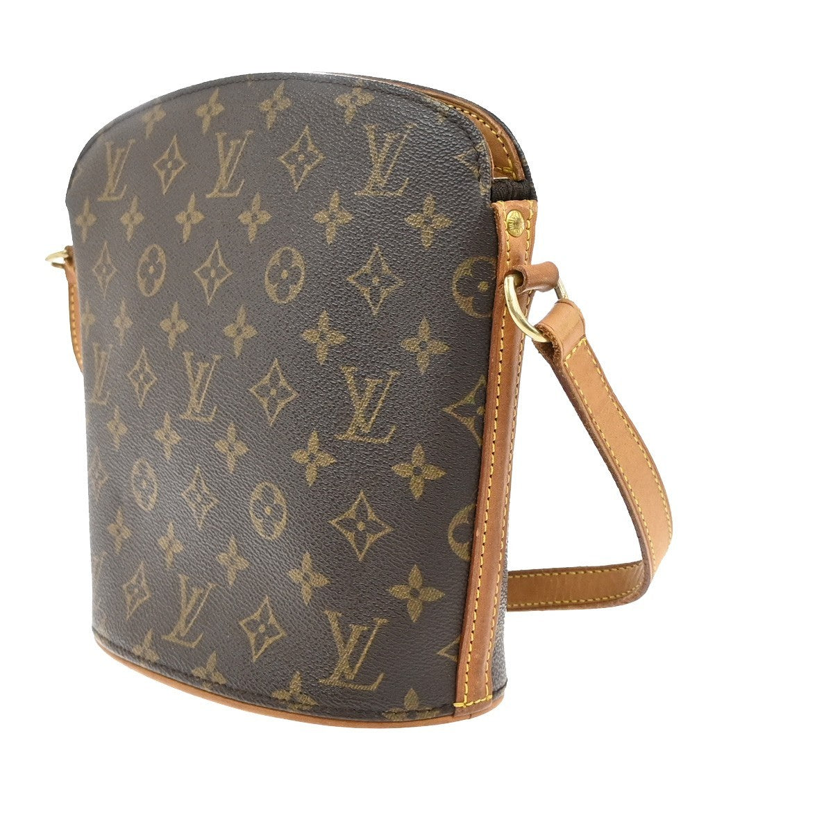 LOUIS VUITTON Logo Drouot Shoulder Bag Monogram Leather Brown M51290 19KB485