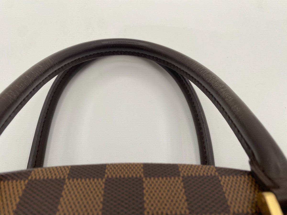 LOUIS VUITTON Logo Nolita HandBag Damier Ebene Leather Brown N41455 50KC176