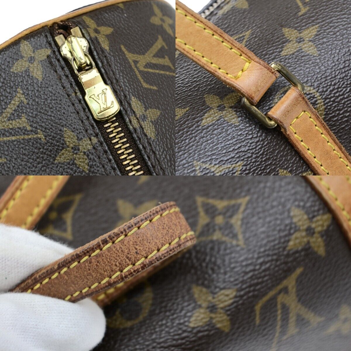 LOUIS VUITTON Logo PAPILLON 30 Hand Bag Monogram Leather Brown M51365 89ED867