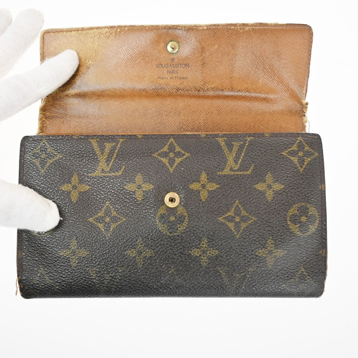 LOUIS VUITTON  3 Set Bifold Wallet Canvas Monogram Idylle Leather Brown 66KC398