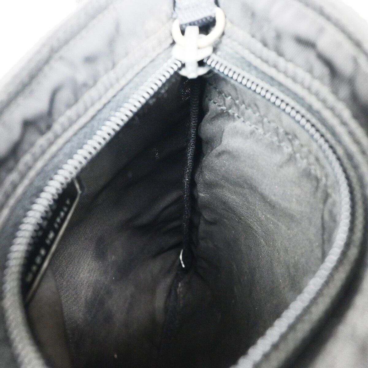 PRADA Logo Tessuto Crossbody Mini Shoulder Bag Nylon Leather Black SHW 68EC895