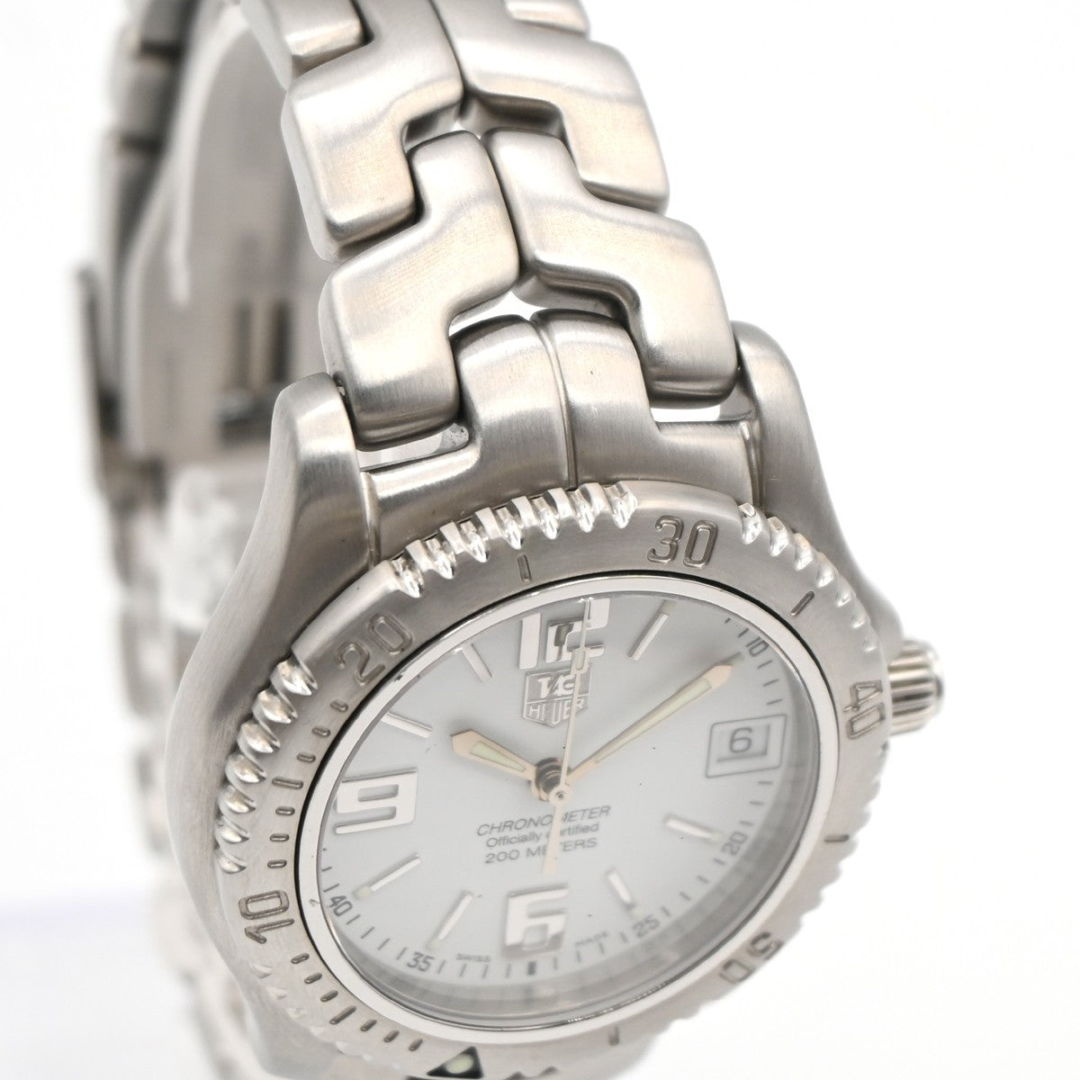 TAG HEUER Link Date Watch 35mm WT5211 Chronograph AT White Dial SS 10LC595