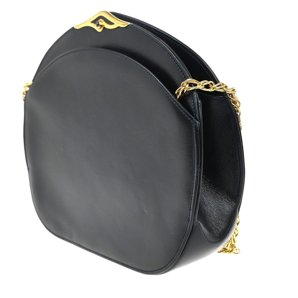 CARTIER Sapphire Line Logo Chain Shoulder Bag Leather Navy BE GHW France 80MA209