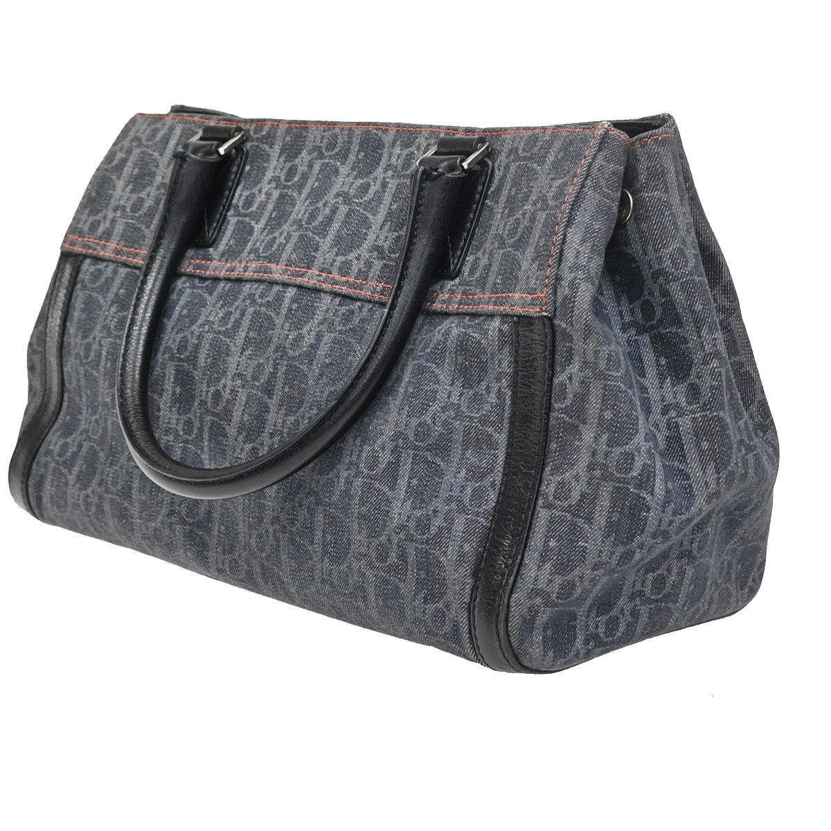 CHRISTIAN DIOR Trotter Flight Hand Tote Bag Denim Leather Blue SHW Italy 50ZA292