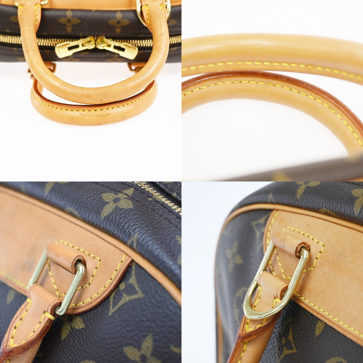 LOUIS VUITTON LV Logo Trouville Hand Bag Monogram Leather Brown M42228 93CA818