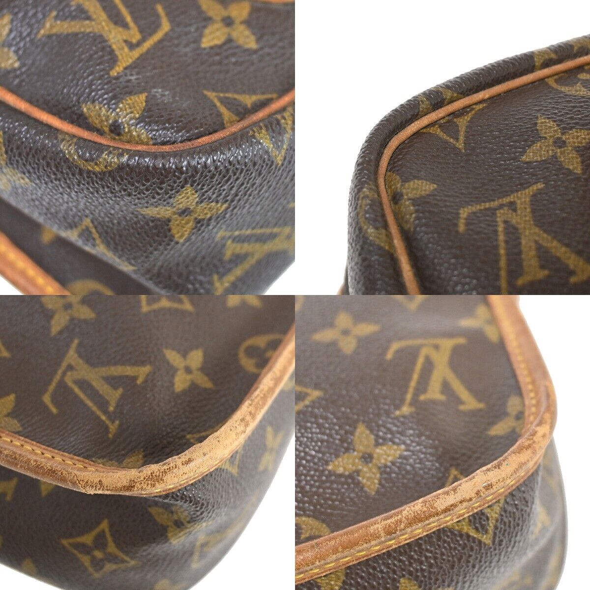LOUIS VUITTON LV Logo Gibeciere MM Shoulder Bag Monogram Leather M42247 36FA232