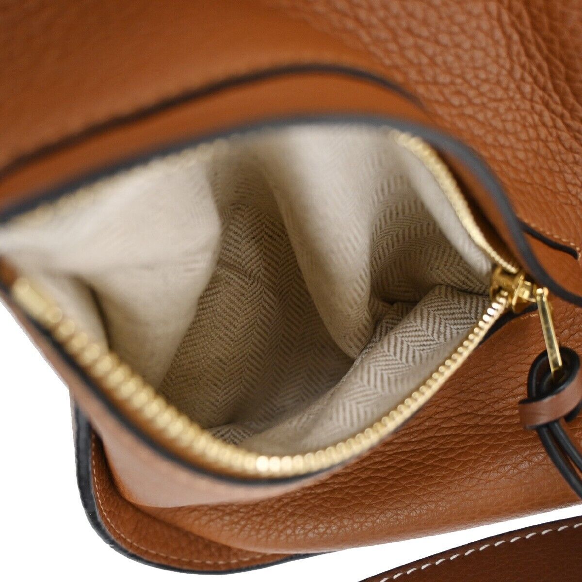 LOEWE Logo Hammock Small 2Way Shoulder Hand Bag Leather Brown Gold 636RJ395