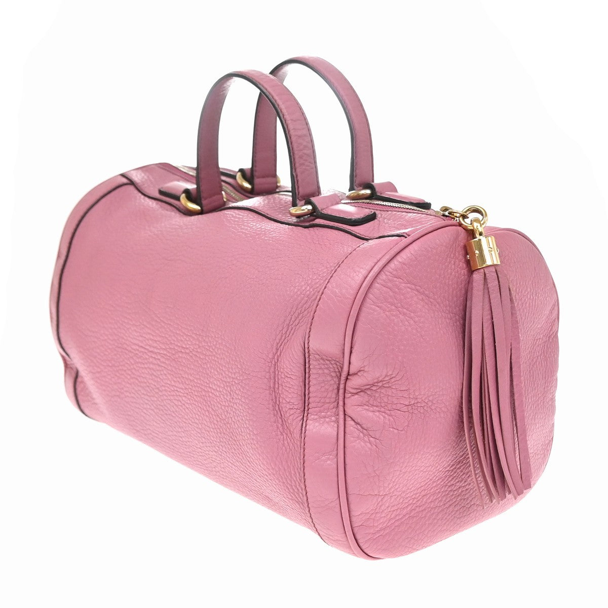 GUCCI GG Logo Soho Boston Hand Bag Tassel Leather Pink GHW Italy 72YJ128