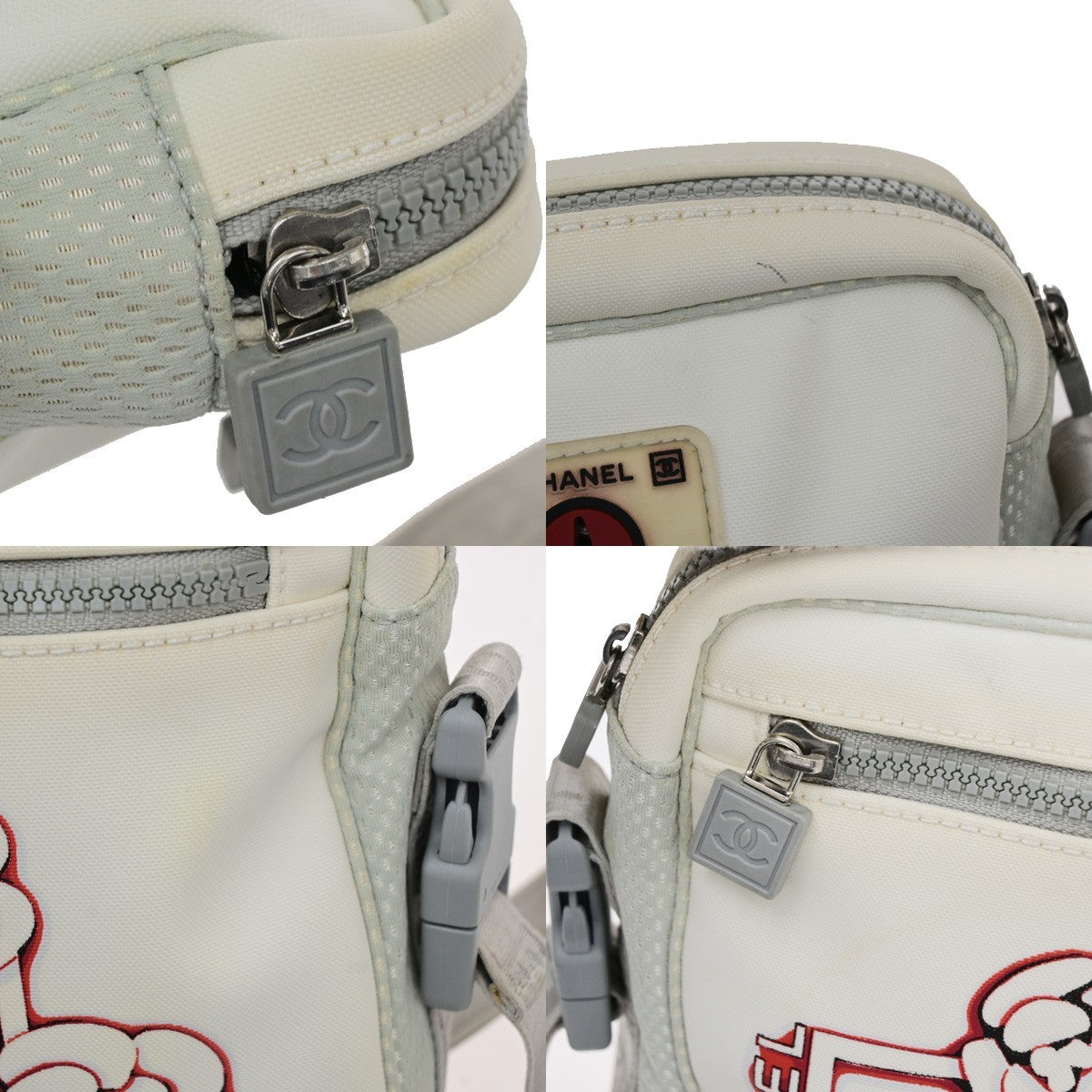 CHANEL Sports Line Camellia Shoulder Bag  Nylon  Canvas White Italy 74KD194