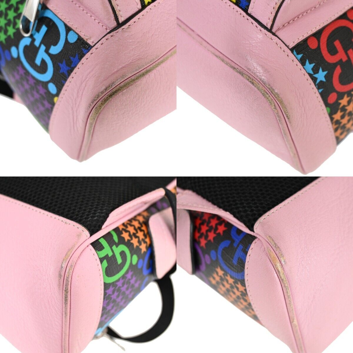 GUCCI Logo GG Psychedelic Backpack Bag Supreme Leather Black Pink Italy 14HB656
