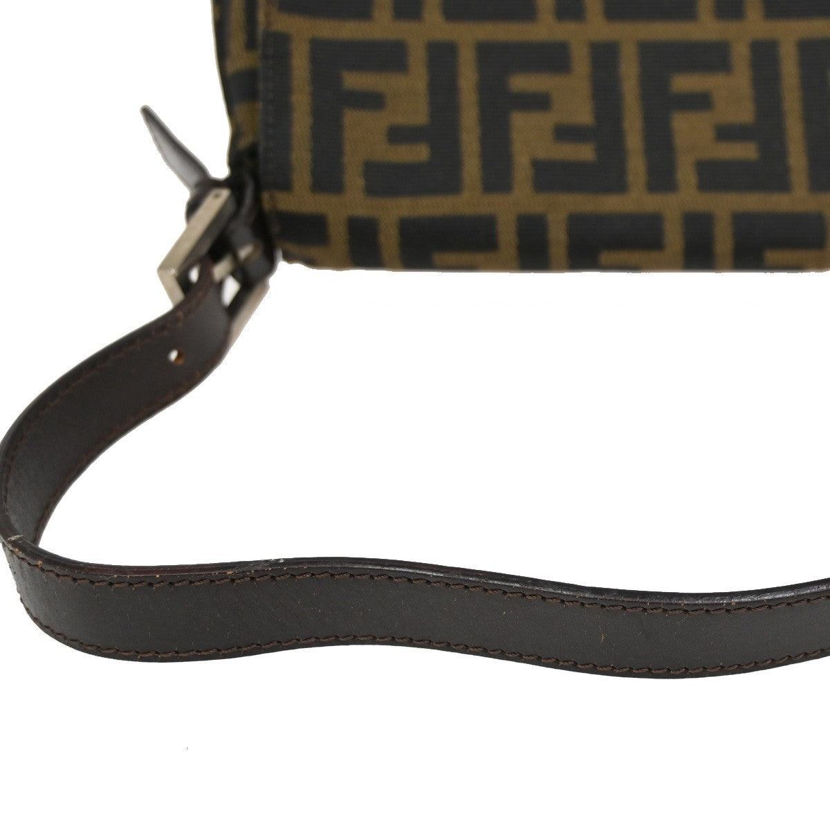 FENDI Logo Zucca Pattern Hand Bag Canvas Leather Brown SHW Italy 12KB535