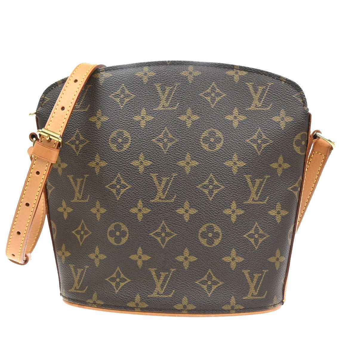 LOUIS VUITTON Logo Drouot Shoulder Bag Monogram Leather Brown M51290 77YH948