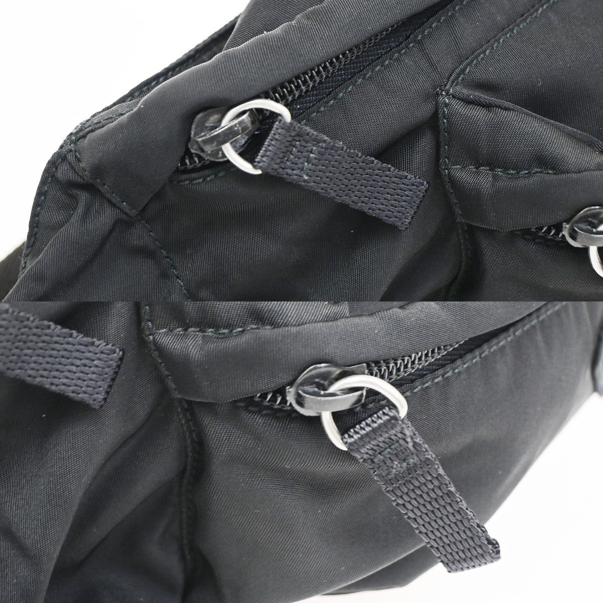 PRADA MILANO Logo Tessuto Bum Bag Nylon Canvas Black SHW Italy 82CB051