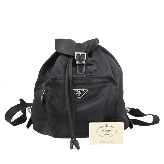 34.Live PRADA MILANO Tessuto Drawstring Backpack Nylon Leather BK SHW 05CB002