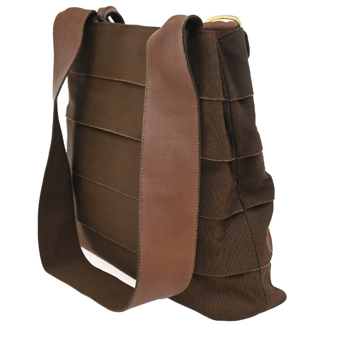 SALVATORE FERRAGAMO Vara Shoulder Bag Canvas Leather Brown GHW Italy 02DA232