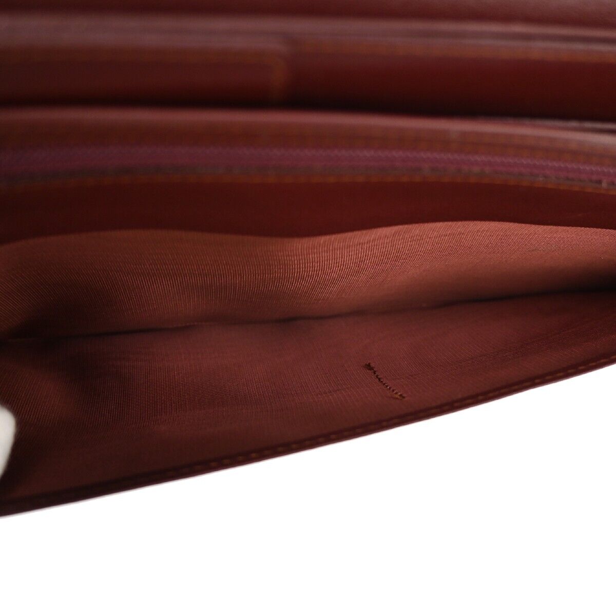MUST DE CARTIER 2C Logo Wallet Clutch Hand Bag Leather Bordeaux Gold 07EA095