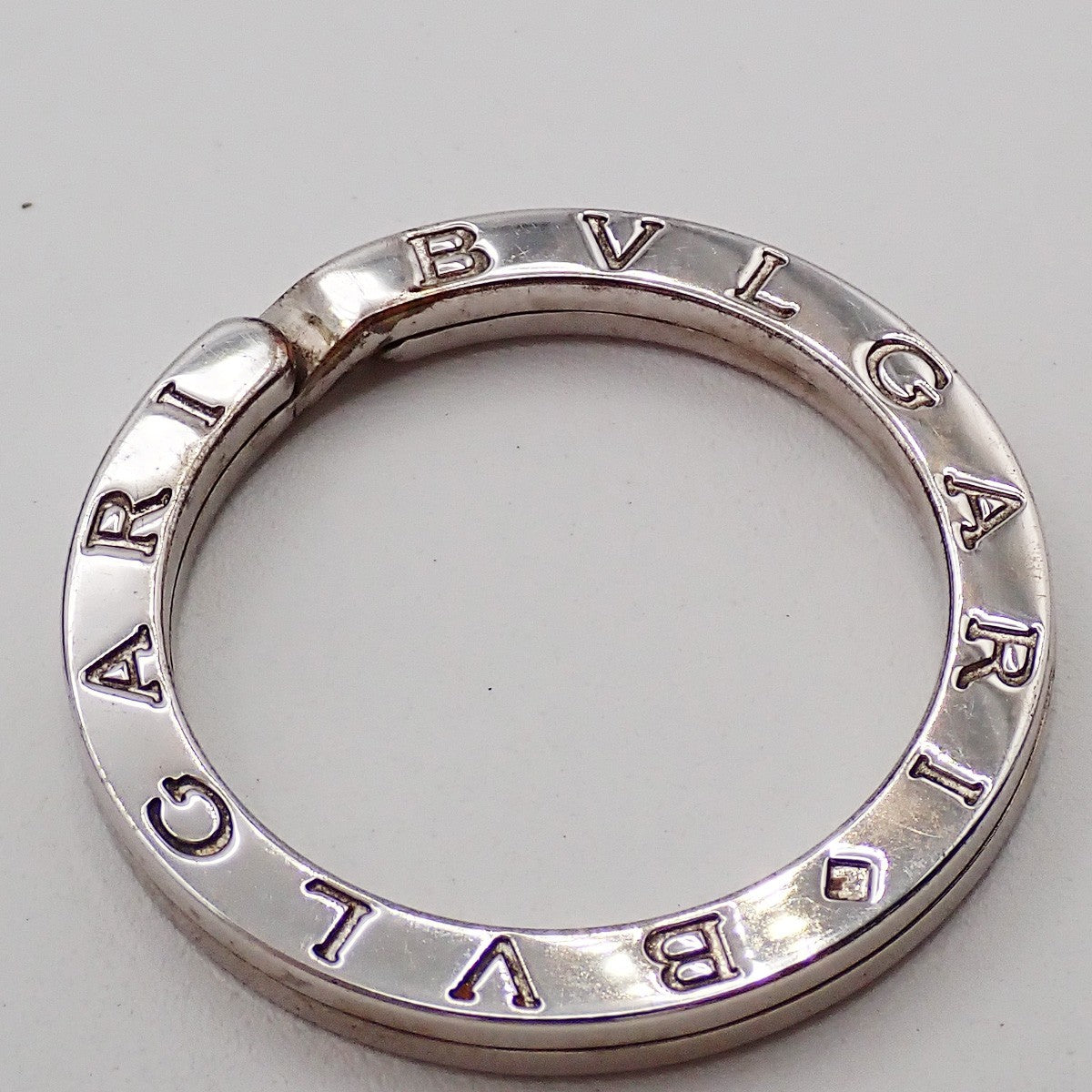 BVLGARI Logo Key Ring Silver Ag 925 Accessory Italy 02EG277