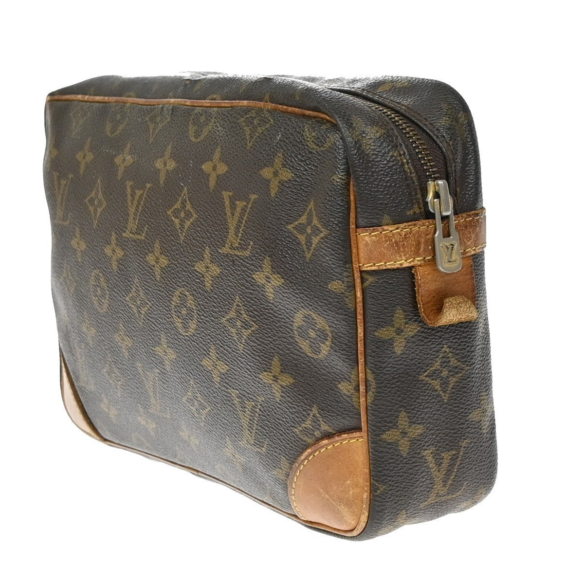 LOUIS VUITTON Compiegne 28 Clutch Hand Bag Monogram Leather Brown M51845 60KD201