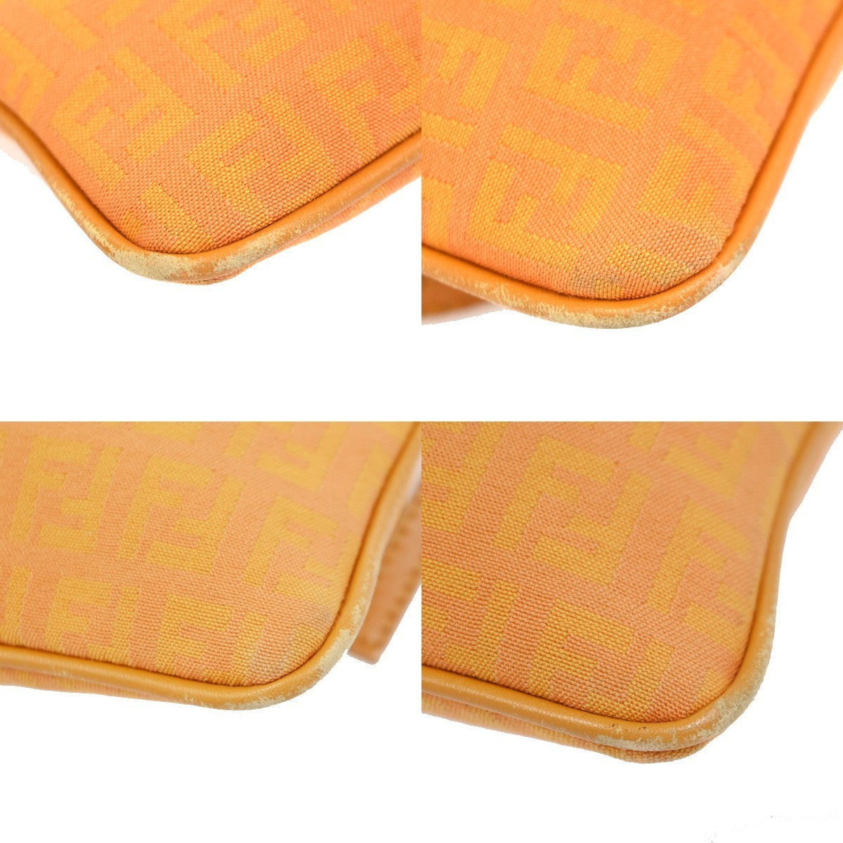 FENDI Zucchino Mini Crossbody Shoulder Bag Canvas Leather Orange Italy 62YH981