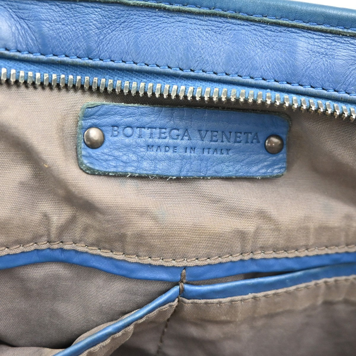 BOTTEGA VENETA Intrecciato Briefcase Logo Top Handle Bag Leather Blue 31CA722