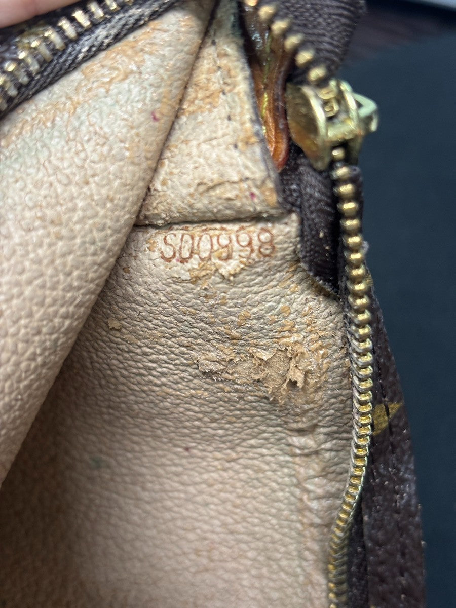 LOUIS VUITTON LV Logo Bucket GM Pouch Bag Monogram Leather Brown GHW 05PA020
