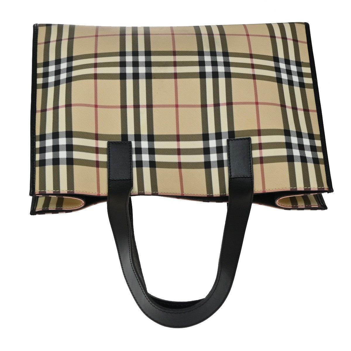 BURBERRY Logo Hand Shoulder Bag Nova Check Leather PVC Black Beige SHW 33EF771