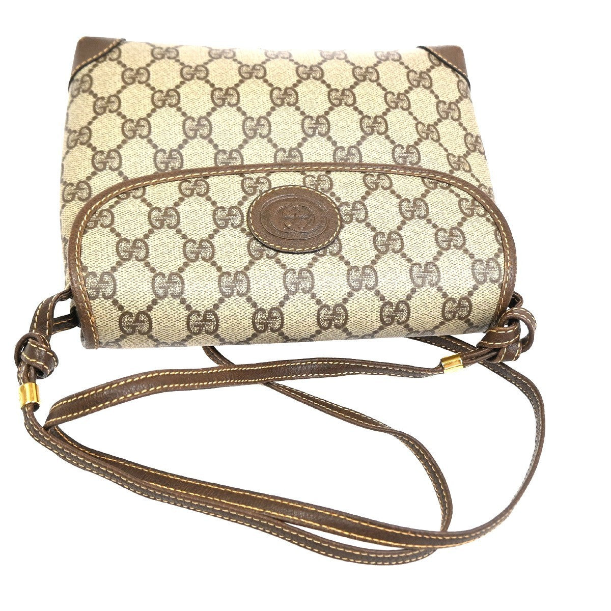 GUCCI GG Pattern Shoulder Bag PVC Leather Brown Italy GHW 38TA614