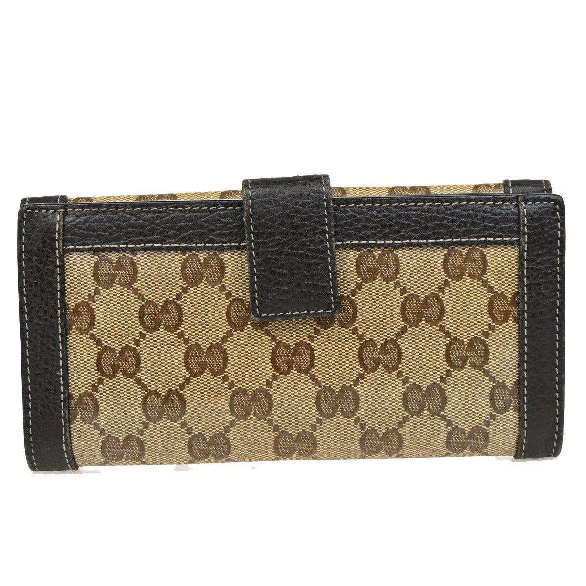GUCCI Logo Crystal GG Pattern Long Wallet Coating Canvas Leather Brown 63EE258