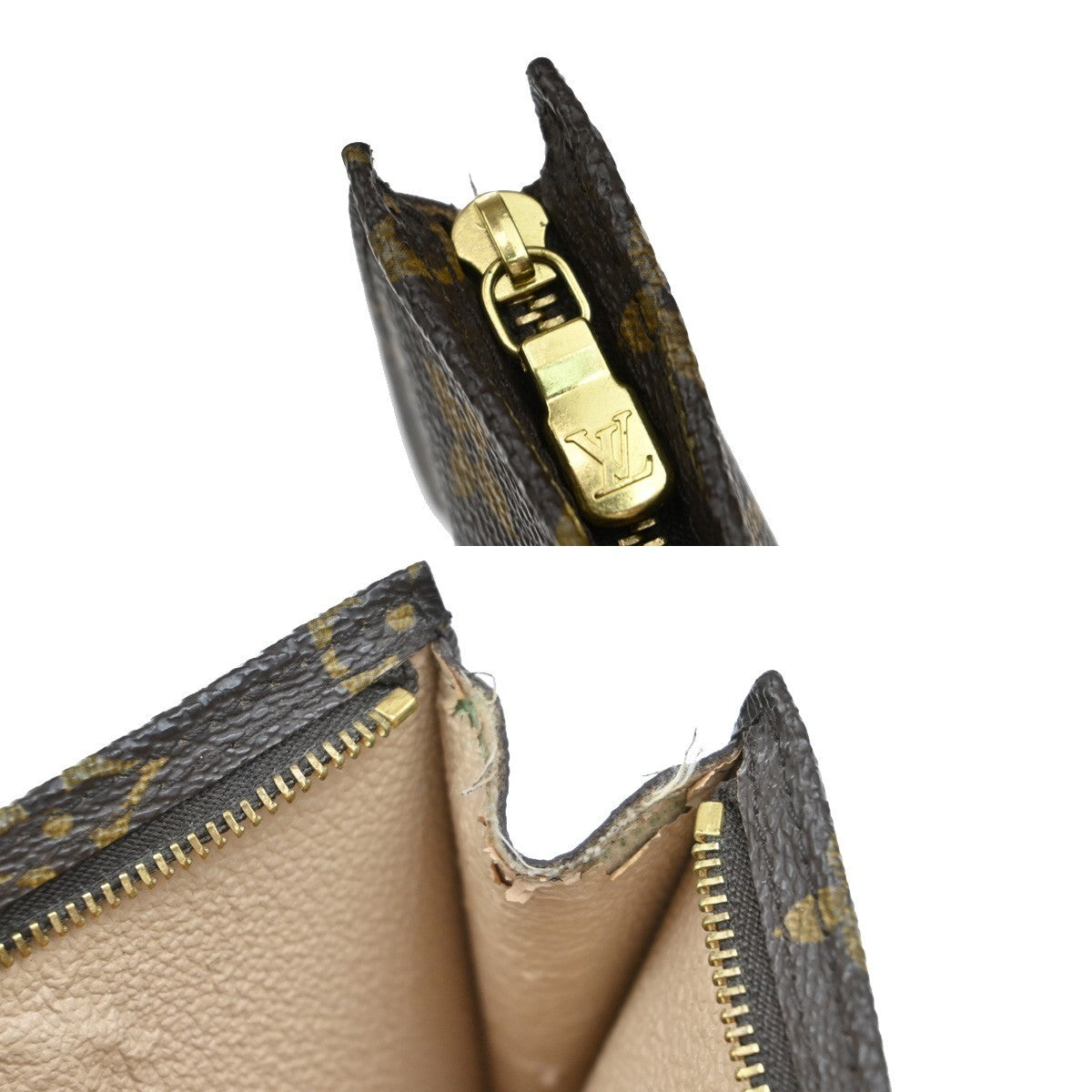 LOUIS VUITTON Logo BUCKET PM Pouch Bag Monogram Leather Brown France 60KP088