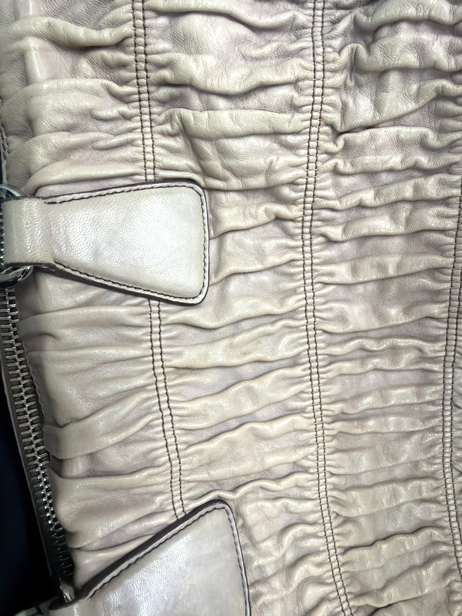 PRADA Logo Gaufre 2Way Shouler Hand Bag Leather Gray SHW Italy 35YJ258