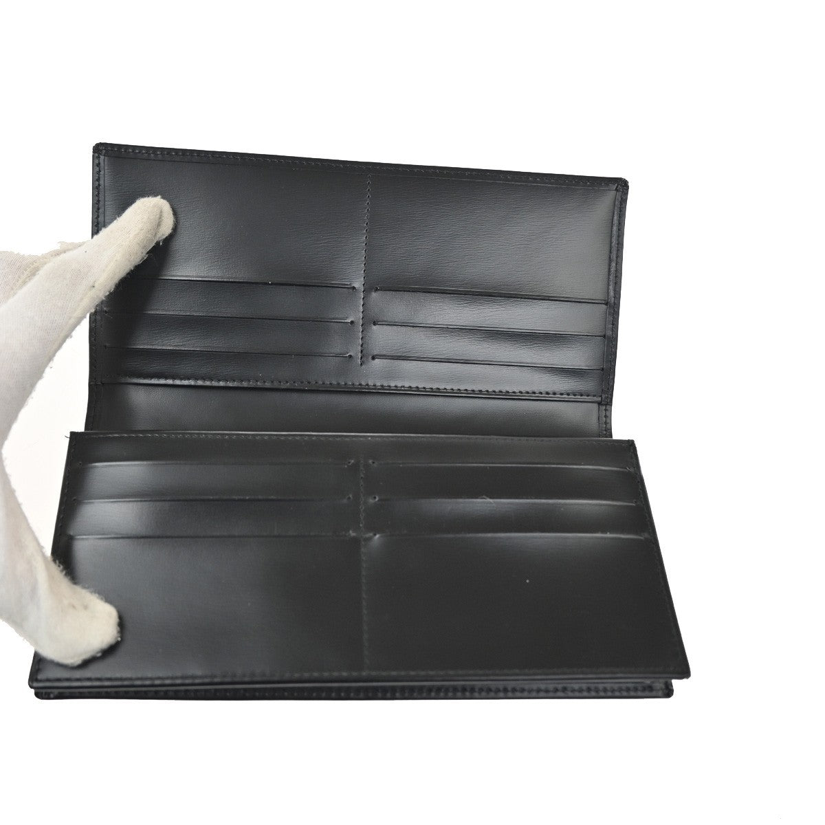 CARTIER Logo Pasha Bifold Long Wallet Leather Black SHW France 69KC345