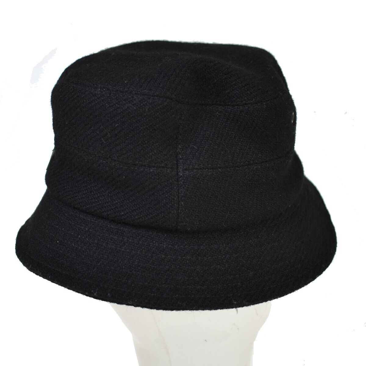 BURBERRY LONDON Logo Bucket Hat #M Cotton Wool Leather Black 04JH711