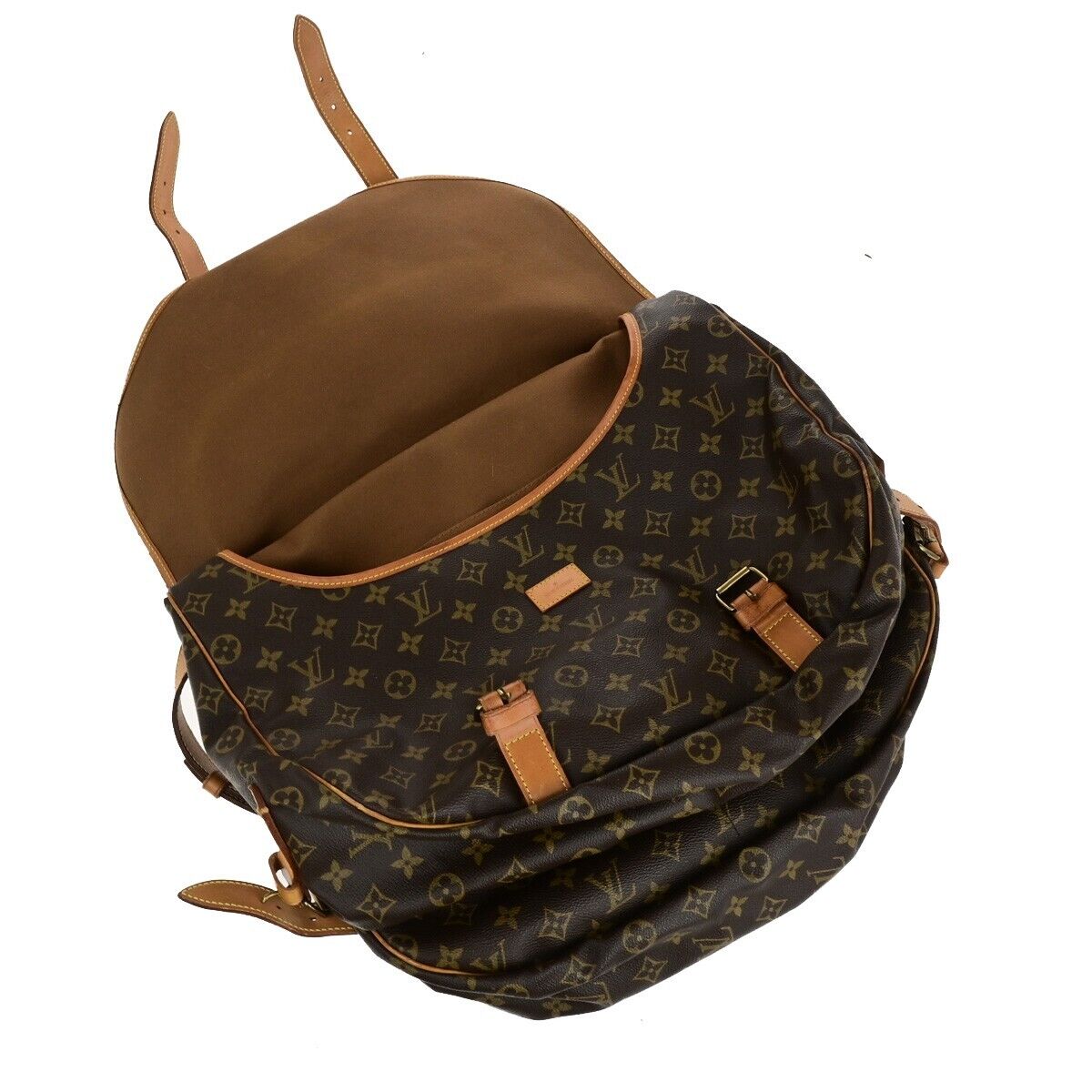 LOUIS VUITTON Logo Saumur 43 Shoulder Bag Monogram Leather Brown M42252 31ED337
