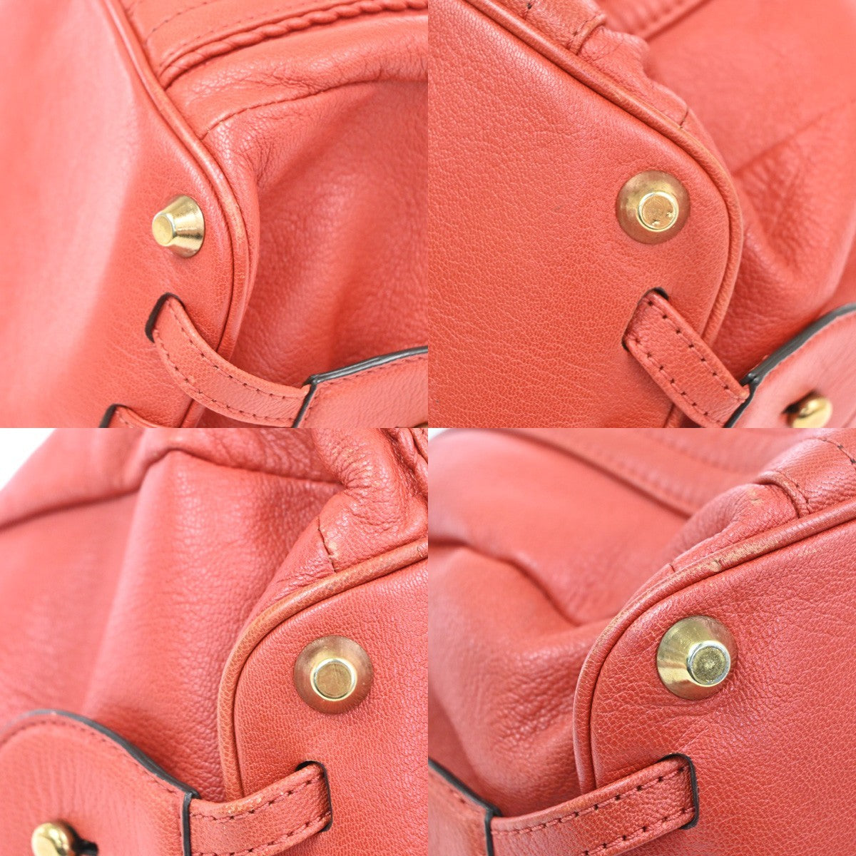 CHLOE Logo Toto Shoulder Bag Leather Red GHW 38TA667
