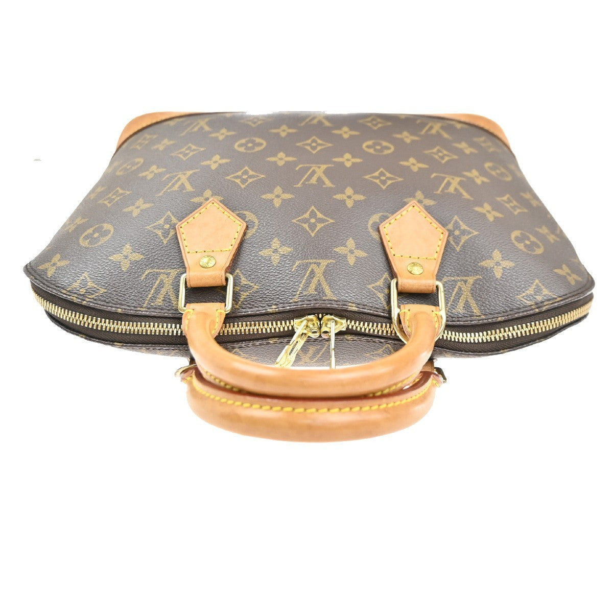 LOUIS VUITTON LV Logo Alma Hand Bag Monogram Leather Brown France M51130 76MA230
