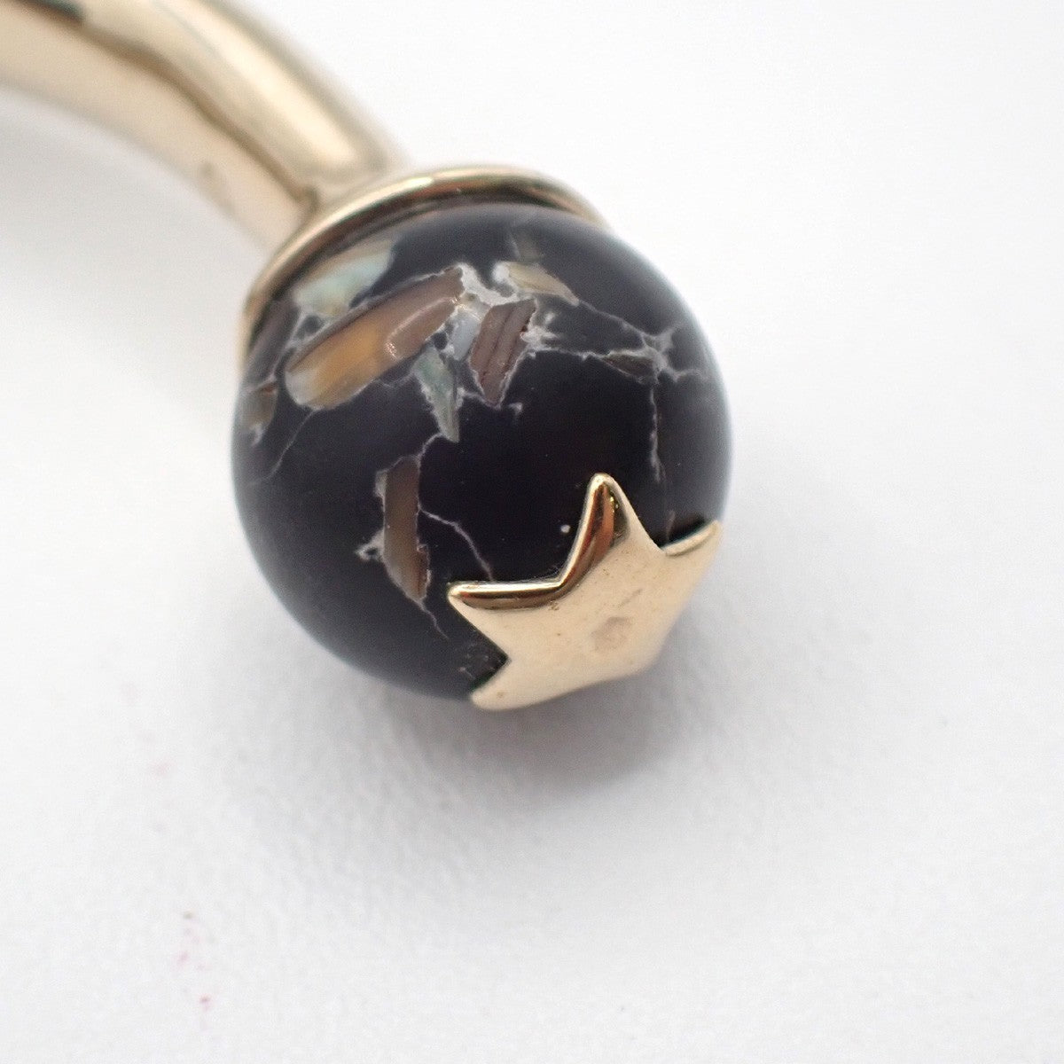 CHRISTIAN DIOR Logo Sphere Bangle Size S Black Enamel Gold 05KP448